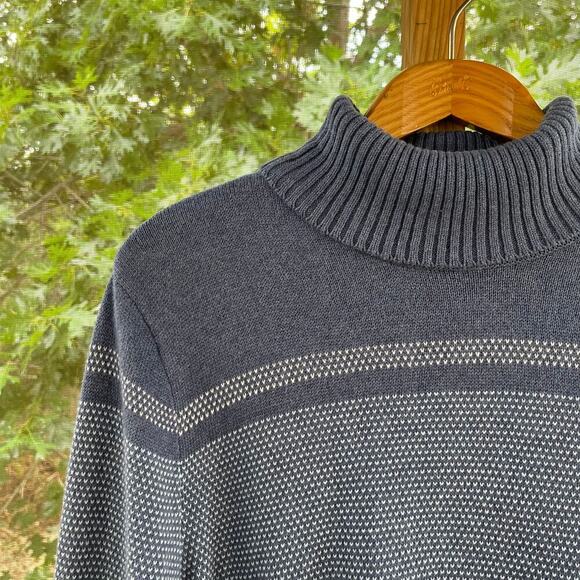 Karen Scott Women's Blue Grey Striped Mock Neck Sweater Size XL. NEW - Picture 3 of 6